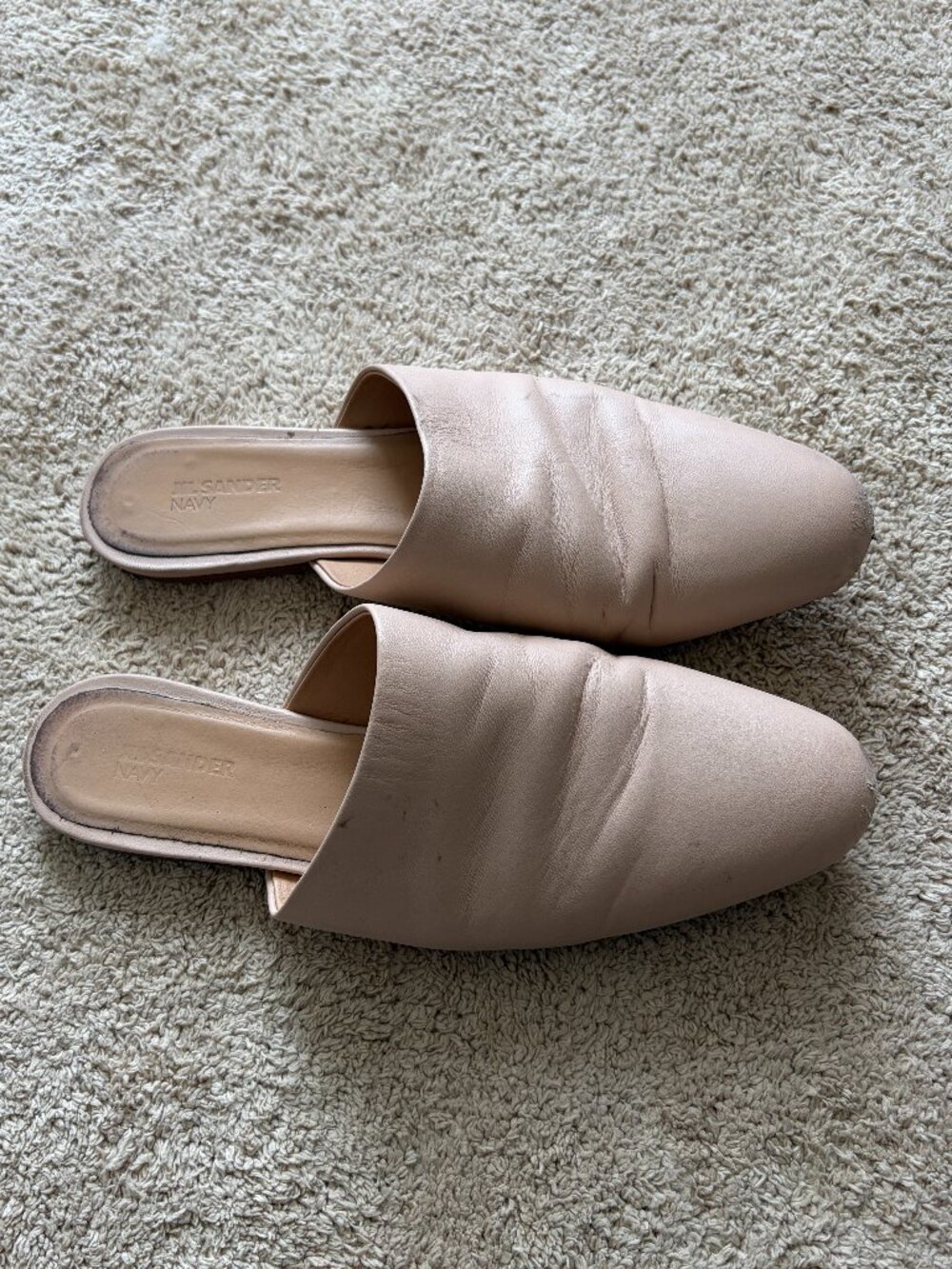 Jil Sander Navy Leather Mules